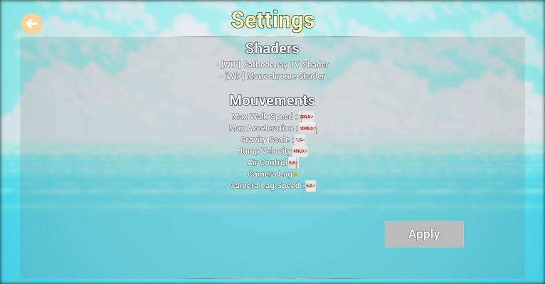 Menu d'options